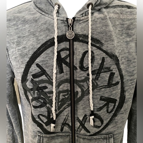 ROXY Surf Gray Hoodie Zip Jacket Women S Small - Picture 2 of 5